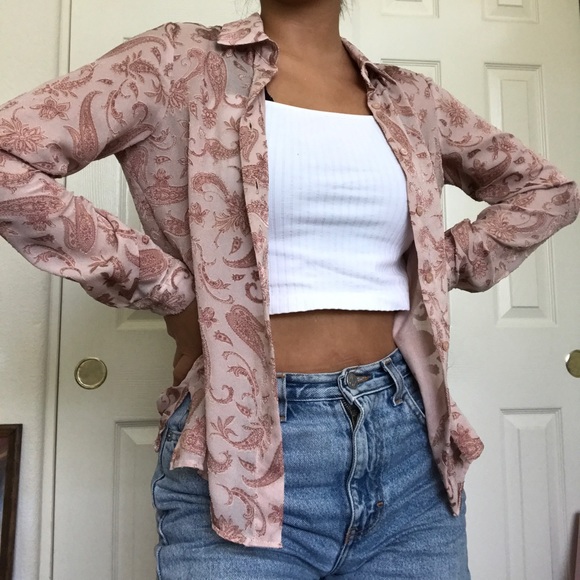 Zara Tops - Zara Basic Collection Pink Paisley Blouse